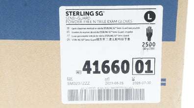 Halyard 4166001 SG Nitrile Sensi-Guard Powder-Free Exam Gloves,Large-Box of 2500